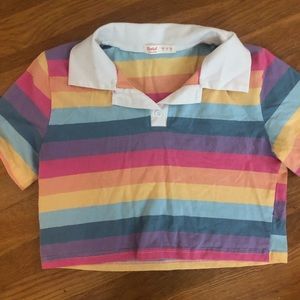 Multi-color crop top with collar